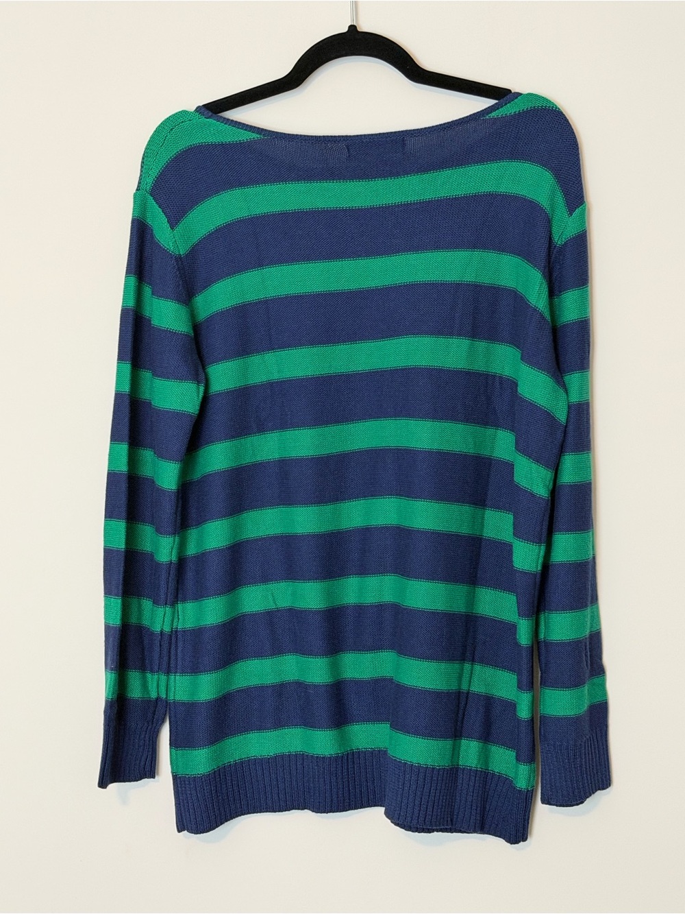 Allegra K Navy Green Striped Drop Shoulder Tunic Sweater NWT - Picture 2 of 6